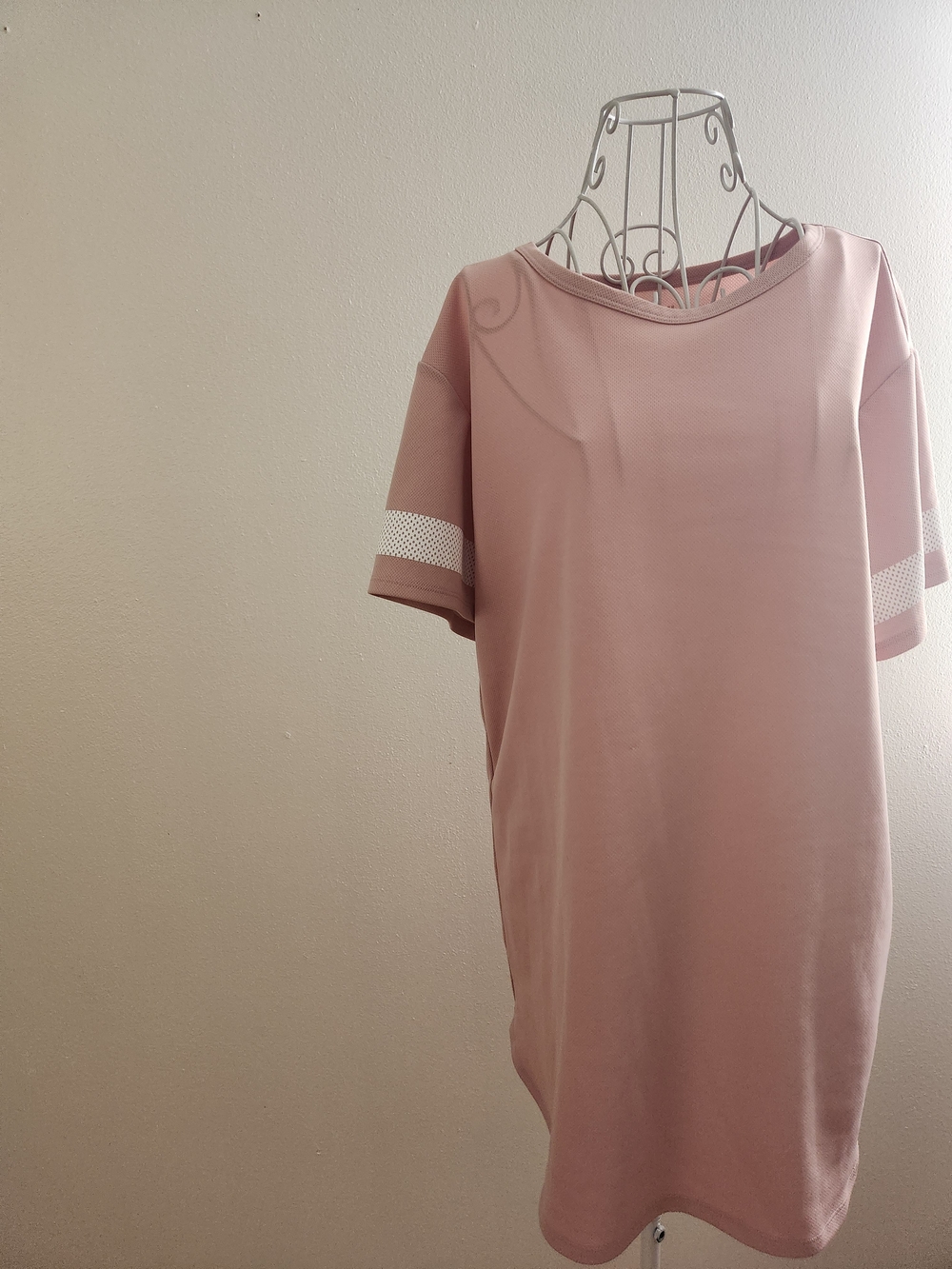 Flirtitude Active Mauve Pink Mesh Stripe T-Shirt Dress Size Medium